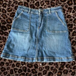 Classic Blue Denim Midi Skirt